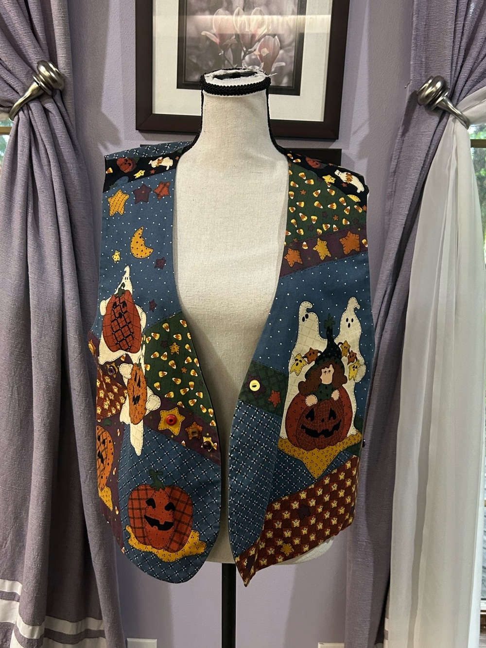 Vintage Halloween Patchwork Vest